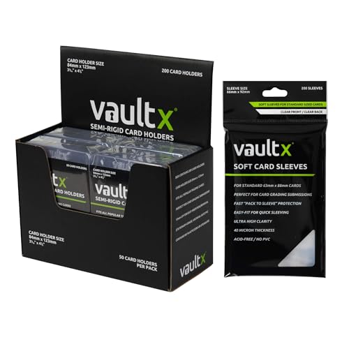 Vault X (400 Pack) - 200 Semi-Rigid & 200 Penny Sleeves - Rigid Card Holders + Soft Penny Sleeves for Trading Cards