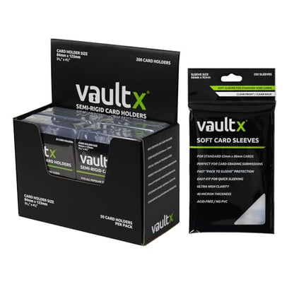 Vault X (400 Pack) - 200 Semi-Rigid & 200 Penny Sleeves - Rigid Card Holders + Soft Penny Sleeves for Trading Cards