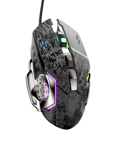 Wired Gaming Mouse 6 Programmable Buttons, 6-Level DPI 1200-7200, RGB Breathing Light, Lightweight Design, Anti-Slip Wired Esports Mouse for FPS MOBA Gamer PC Laptop, Black