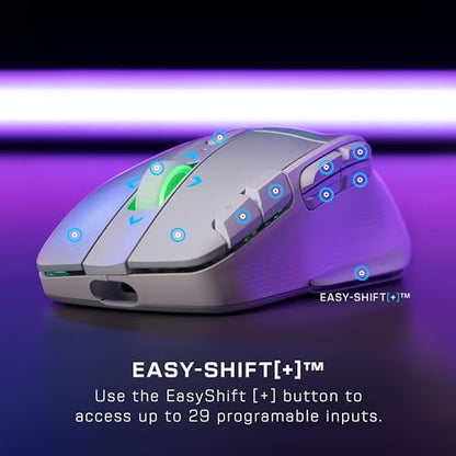 Turtle Beach Kone XP Air Wireless RGB Gaming Mouse for PC | 19K DPI Sensor, Rechargeable 100-Hr Battery, Charging Dock, 29 Programmable Inputs, Ergonomic, Bluetooth, 4D Wheel, White - color: White