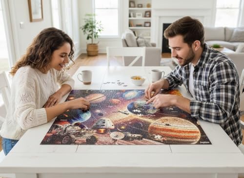 1000 Piece Jigsaw Puzzle for Adults, Astronaut Space Puzzle | Glow-in-the-Dark Astronaut Adventure with Solar System and Outer Space Details, 26.6 x 19.2 in - color: Mission: Space