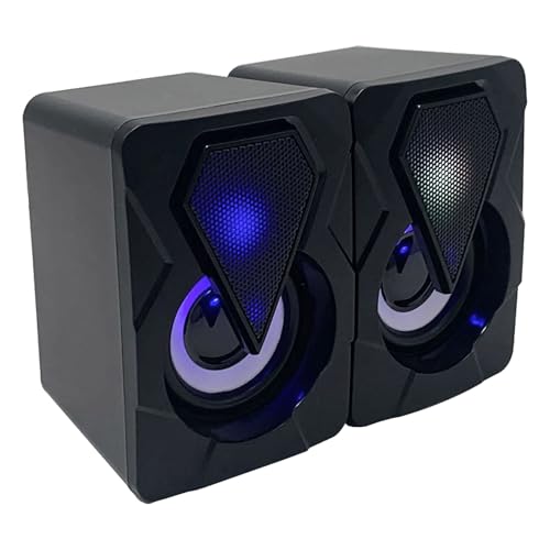 Pomya Gaming Computer Speaker, Stereo Sound with Heavy Bass and RGB Light, USB Powered Desktop Speaker for PC Games and Movies