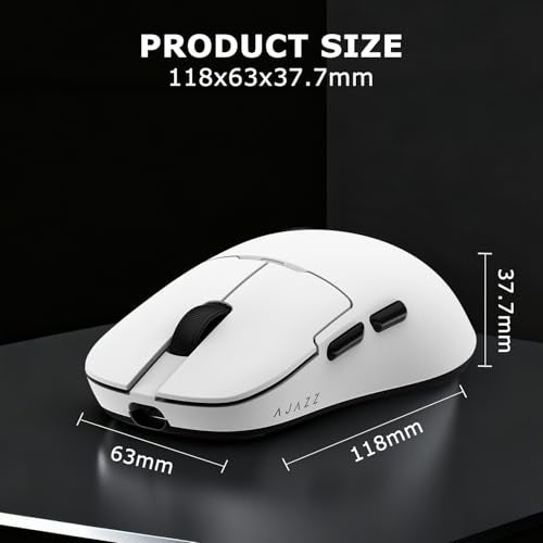 AJ159P MC Wireless Gaming Mouse, 12000 DPI, Tri-Mode 2.4G/Bluetooth/Wired, Magnetic RGB Charging Dock, 56g Ultra-Light, Programmable 6 Buttons - Perfect for Gaming, Work & Travel (White) - color: White