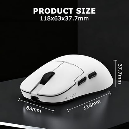 AJ159P MC Wireless Gaming Mouse, 12000 DPI, Tri-Mode 2.4G/Bluetooth/Wired, Magnetic RGB Charging Dock, 56g Ultra-Light, Programmable 6 Buttons - Perfect for Gaming, Work & Travel (White) - color: White