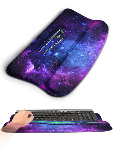 Ergonomic Wave Wrist Rest with Keyboard Stand, Cushioned Palm Rest, Comfortable Integrated Memory Foam for Natural Typing and Relieve Wrist Pain, Deep Galaxy - color: Deep Galaxy