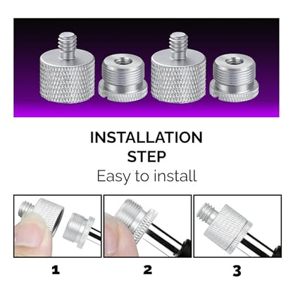 IXTECH Mic Stand Adapter Set 8 pieces Metal Microphone Stand Screw Thread Adapter 5/8 Female to 3/8 Male 3/8 Female to 5/8 Male 5/8 Female to 1/4 Male 1/4 Female to 5/8 Male Tripod Adapter ADP03 Slvr - color: ADAPTER SILVER