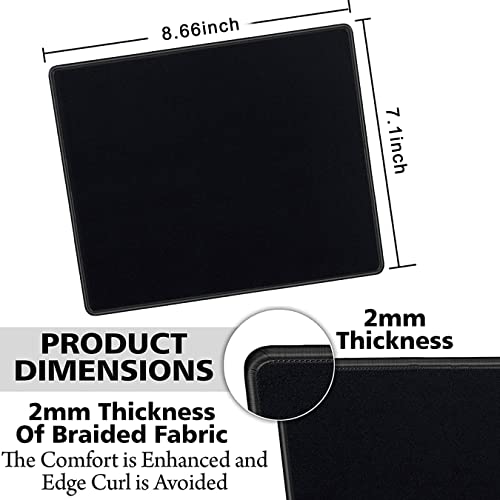 SaiTech IT 10-Pack Mouse Pads Bulk, Stitched Edges, Non-Slip Base | 2mm Cloth Surface, Waterproof, Anti-Slip Rubber Base, 8.66 x 7.1 in, Wired & Wireless Mouse Compatible - color: Black-10 Pack