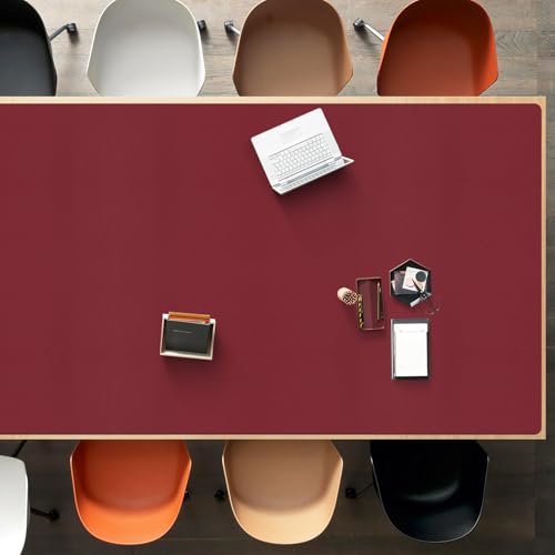Wine Red Plastic Table Cover Protector, 36" x 72" Waterproof Easy Flat PVC Desk Pad Mat, 1.5mm Thick Rectangle Vinyl Table Top Protector for Dining Room Table, Office, Dresser - color: Wine Red, size: 36" x 72"