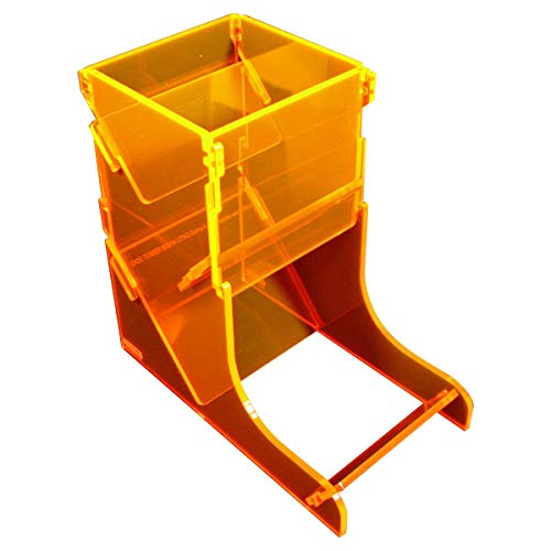 LITKO Dice Tower | TTRPG & Board Games | Fluorescent Orange | Contains rolls, no dice off the table | Fits 16-25mm D6 & polyhedral sets | 5in tall | Laser-cut acrylic | Assembly required - color: Fluorescent Orange