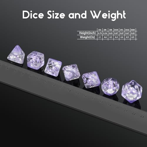 Mushroom Resin Dice Set D&D, DNDND 7PCS D&D Dice Set with Gift Velvet Bag for Dungeons and Dragons Role Playing Games and Tabletop Games（Purple Mushroom - color: Mushroom Purple