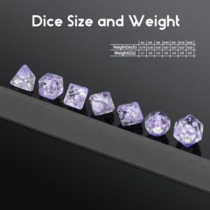 Mushroom Resin Dice Set D&D, DNDND 7PCS D&D Dice Set with Gift Velvet Bag for Dungeons and Dragons Role Playing Games and Tabletop Games（Purple Mushroom - color: Mushroom Purple