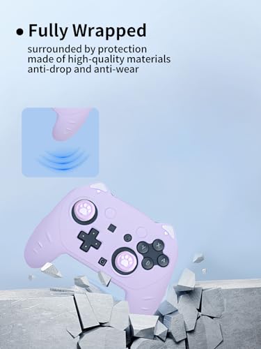 Case for Nintendo Switch 2 Pro Controller,UYRUREL Premium Sillence Material,Shock-Absorbing and Anti Drop Protection Soft Shell,with Stickers and Thumb Grips,Purple. - color: Purple