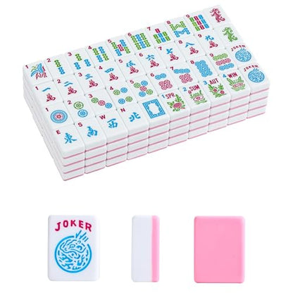 1.2”American Mahjong Tile Set, 166 Mahjong Game Set with Pink Color (Tiles Only, No Racks and Other Accessories) - color: Pink