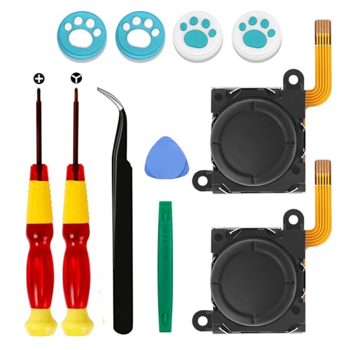 2pcs Replacement Hall Effect Joystick for Nintendo Switch/Switch OLED Model/Switch Lite Joy-Con Controller, Thumb Stick Analog Drift Repair Kit Y1.5 / +1.5 Screwdriver/Pry Fix Tools