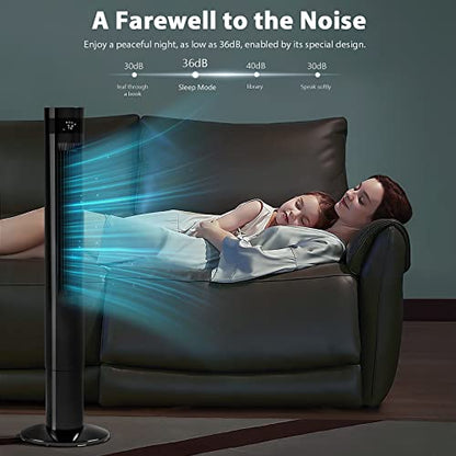 Antarctic Star Tower Fan Portable Electric Oscillating Fan Quiet Cooling Remote Control Standing Bladeless Floor Fans 3 Speeds Wind Modes Timer Bedroom Office (43 inch, Black) | Quiet Cooling Remote Control Standing Bladeless Floor Fans 3 Speeds Wind Mode