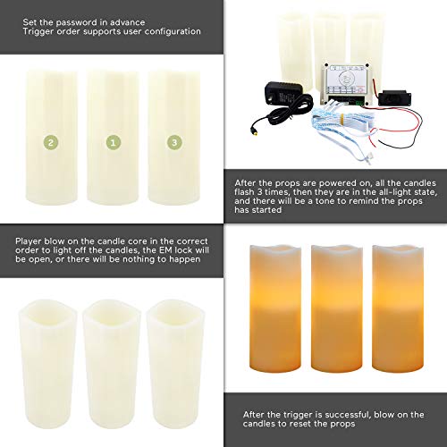Escape Room Props Candle Props Real Life Game Candles Blow On/Out to Unlock Create Puzzle Indoor Game Adventure Control EM Lock Room Escape Playing (Blow OUT in Order, 2 Candles) - size: 2 Candles