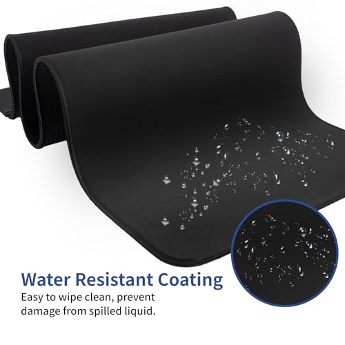15W Large Gaming Mouse Pad with Superior Micro-Weave Cloth, Extended Desk Mousepad with Stitched Edges, Non-Slip Base, Water Resist Keyboard Pad for Gamer, Office & Home, 30 x 12 in, Black - color: Black-C