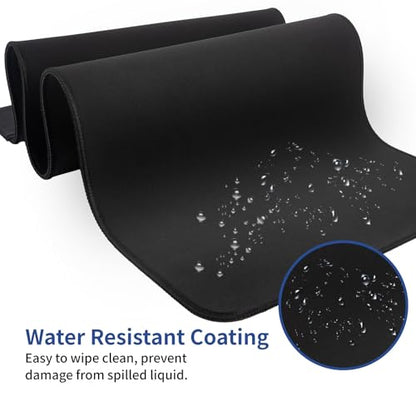 15W Large Gaming Mouse Pad with Superior Micro-Weave Cloth, Extended Desk Mousepad with Stitched Edges, Non-Slip Base, Water Resist Keyboard Pad for Gamer, Office & Home, 30 x 12 in, Black - color: Black-C