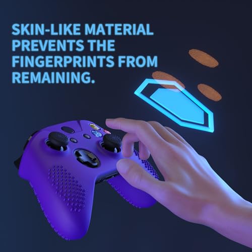 eXtremeRate PlayVital Soft Anti-Slip Purple Silicone Controller Cover Skins for Xbox One X/S Controller - Thumb Grips Caps Protective Case NOT Included - color: Purple