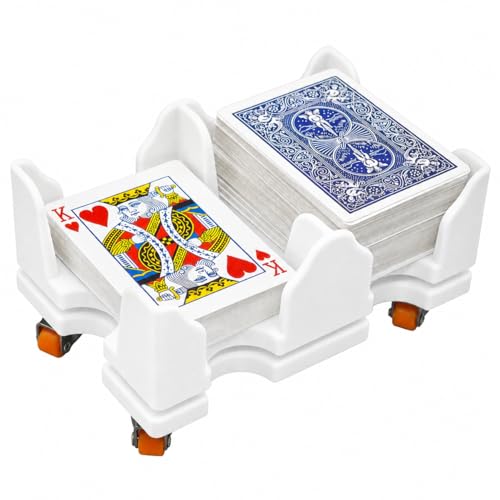 Card Holder -4 Deck Playing Cards Tray Organizes Multiple Decks(White) | for Canasta, Poker and More | Lightweight - color: White