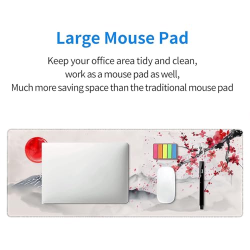 Japanese Cherry Blossom Desk Mat - Extended Gaming Mouse Pad with Stitched Edge Non-Slip Base - 31.5"x11.8" Office Computer Keyboard Laptop Home - color: Japanese Cherry Blossom_012, size: 11.8" x 31.5"