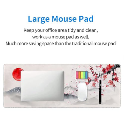 Japanese Cherry Blossom Desk Mat - Extended Gaming Mouse Pad with Stitched Edge Non-Slip Base - 31.5"x11.8" Office Computer Keyboard Laptop Home - color: Japanese Cherry Blossom_012, size: 11.8" x 31.5"