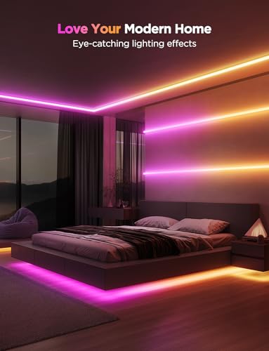 Govee RGBIC LED Strip Lights 32.8ft with Covers,Smart Control, APP, WiFi | Work with Alexa, Google Assistant, Matter, Smarthings, Diffuser Channel with LED Lights for Bedroom, Skirting Lines, Cabinet - size: 32.8ft
