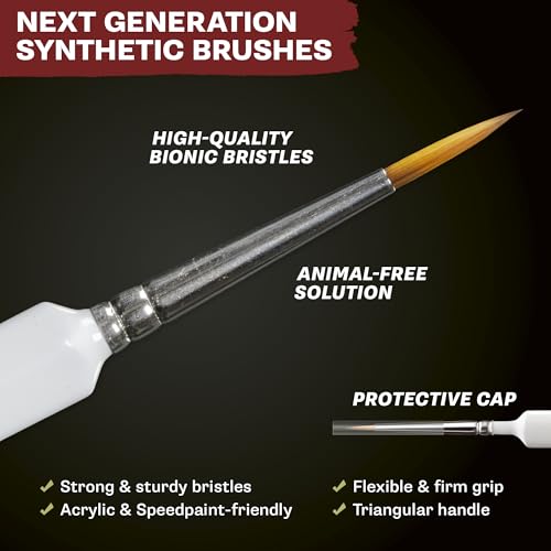 The Army Painter, Mega Brush Set, 10 Wargamers Miniature Paint Brushes | 3 for Layering, 2 for Drybrushing, 3 for Detailing & 2 for Large models - Miniature Model Painting
