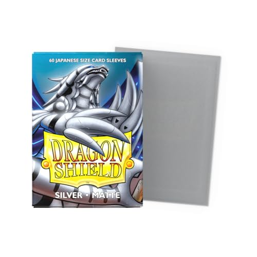 Dragon Shield | Japanese Size Card Matte Sleeves | 60 CT - Smooth & Tough Premium TCG Sleeves - Compatible with Yu-Gi-Oh, Naruto, Cardfight & Vanguard | Silver - color: Silver Matte