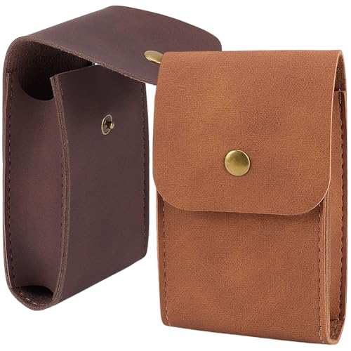 2 Colors PU Leather Playing Card Case 2PCS Single Deck Leather Playing Card Holder Box Pouch Protector Multipurpose Compatible Wallet with Snap Button for Poker(Brown;Dark Brown) - color: Brown;dark Brown