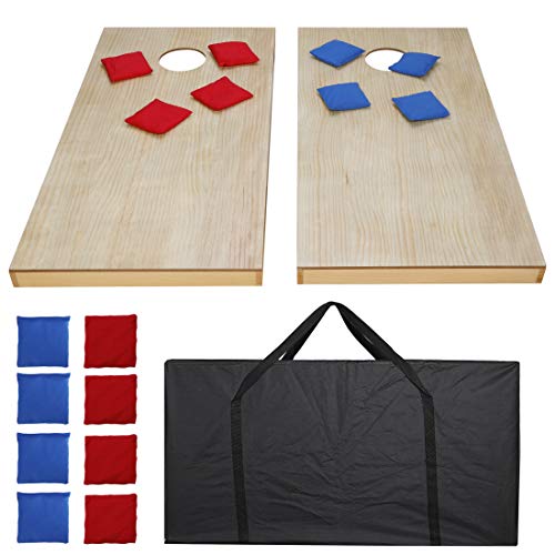 Portable Cornhole Set, Regulation Size Cornhole Board, with 8 Bean Bags and Carrying Case, Cornhole Outdoor Game Toss Board for Adult Outdoor Activities - size: 4FT x 2FT
