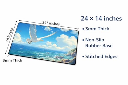 Trading Card Game Playmat – OPTCG Compatible Play Mat with Card Zones, Non-Slip Rubber Base, Stitched Edges, Original Art (Seagull) - color: Seagull