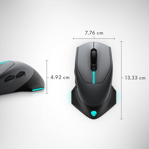 Alienware Wireless Gaming Mouse AW610M, 16000 DPI, 400 IPS, 7 Buttons | USB Wired, Optical Sensor, Programmable Controls, 1000Hz Polling, RGB Lighting, Dark Side of the Moon - color: AW610M - Dark Side of the Moon