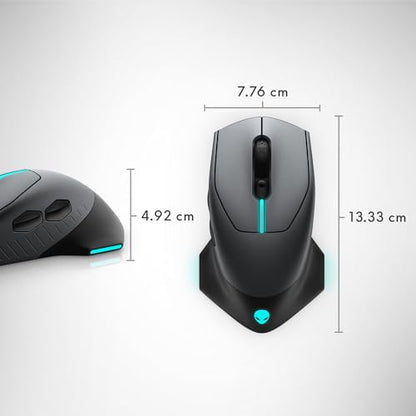 Alienware Wireless Gaming Mouse AW610M, 16000 DPI, 400 IPS, 7 Buttons | USB Wired, Optical Sensor, Programmable Controls, 1000Hz Polling, RGB Lighting, Dark Side of the Moon - color: AW610M - Dark Side of the Moon