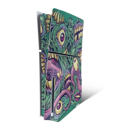 MightySkins Skin Compatible with Playstation 5 Slim Disk Edition Console Only - Eyes and Teeth | Protective, Durable, and Unique Vinyl Decal wrap Cover | Easy to Apply | Made in The USA - color: Eyes And Teeth, size: Playstation 5 Slim Disk Edition Consol