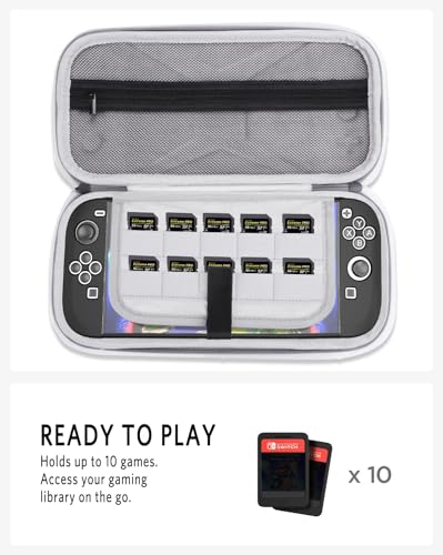 NINKI Portable Travel Case for Nintendo Switch 2 Carrying Case 2025, Hard Shell Eva Protective Switch2 Storage with 10 Game Slots Pockets Travel Carry Pouch for Nintendo Switch 2025 Traveling Bag,Gray