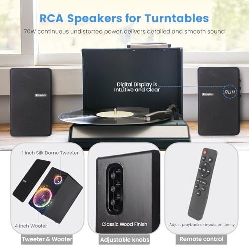 Powered Bookshelf Speakers for Turntable Vinyl Record Player | 40W*2, 4 Inch Woofer, Optical/ARC/RCA/BT/AUX Wired & Wireless Input, Desktop HiFi Stereo Sound Active Speakers for TV PC - size: 4 Inch Woofer