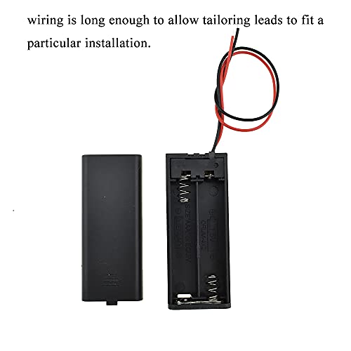 HAHIYO 3V AAA Battery Holder Bundle with Wire Sturdy Cover Flexible Springs Contact Build-in Switch Batteries Black Case Easy Install 8 Pieces for Wall Clocks Ham Radio Kids Toys - style: 2AAA-8P