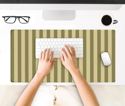 Olive Yellow Striped Desk Mat Cute Pastel XXL Large Gaming Mouse Pad Desk Pad Kawaii Cozy Aesthetic Keyboard Laptop Computer Mat 31.5 x 15.7 Inch - color: A7- Olive Yellow