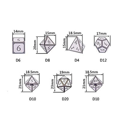 HEIMDALLR Metal D&D Dice Set 7 pcs - Dice Box & Velvet Dice Bag; Metal DND Dice Set D&D (Dungeons and Dragons) w D20 - Blacksmith Craft Dice (Forge & Frost) - color: 07 Forge & Frost