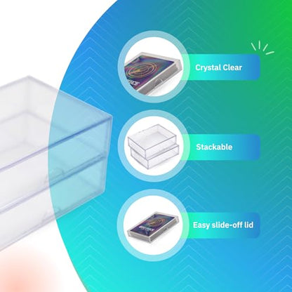 20-Pack Clear Acrylic Card Storage Boxes with Lids – Holds 52 Playing Cards or 50 Standard Trading Cards Each, Stackable Organizer for Sports & TCG Cards (Unsleeved) - size: 3 1/2" L x 2 1/2" W x 1" H, style: 20.0
