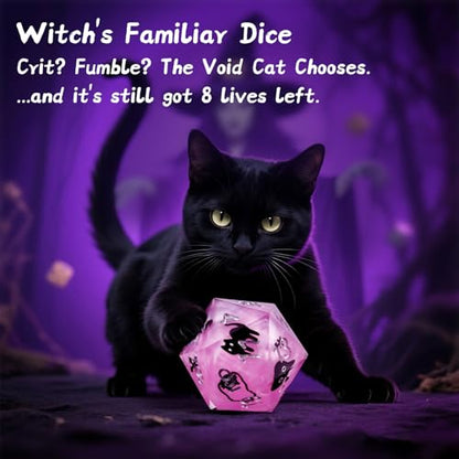 Haxtec Cat DND Dice Set Purple Sharp Edge Resin Dice Set with Dice Case, Handmade D and D Dice Polyhedral D&D Dice Set for TTRPGs Compatible with Dungeons and Dragons DND Gifts - color: Purple Black