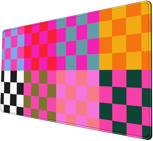 Checkered Desk Mat Pink Desk Matt for Desktop Desk Pad XXL Large Mouse Pad Deskmat Big Mousepad Keyboard Pad Mouse for Computer Cute Desk Accessories 31.5 X 15.7In - color: A6- Retro Checked