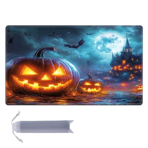 for MTG Playmat, Custom Trading Card Game Mat 17.3 x 13.8 in | Lantern Castle Night Premium Non-Slip Rubber Base, Water-Resistant & Stitched Edges, Personalized High-Definition Art - color: Lantern Castle Night, size: 17" x 14" Regular