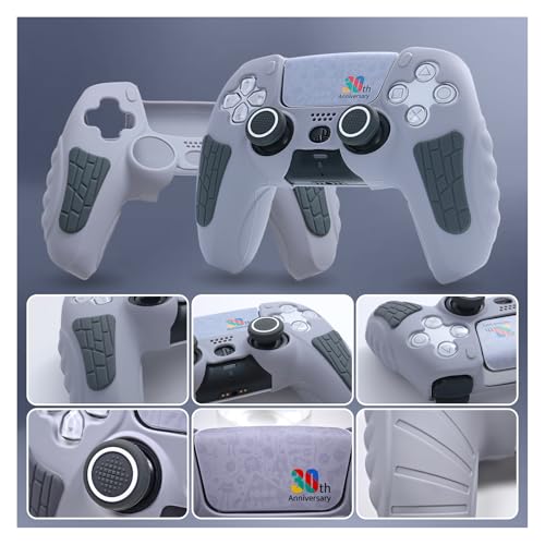 ECHZOVE PS5 Controller Cover Case – 30th Anniversary Limited Edition Protective Silicone Skin for PlayStation 5 Controller, Anti-Slip, Sweat-Resistant, Shockproof Grip Case (Light Grey) - color: light grey