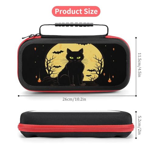 AoHanan Switch Carrying Case Halloween Black Cat Pumpkin Switch Game Case with 20 Games Cartridges Hard Shell Travel Protection Storage for Console & Accessories - color: Halloween Black Cat Pumpkin