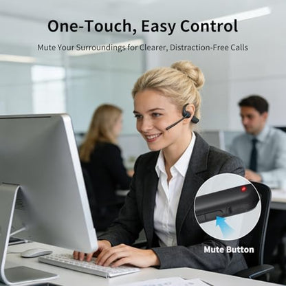 CXK Open Ear Headphones with Mic, Bluetooth 5.4 Dual Noise Canceling Mic for Clear Calls, 23g Lightweight Headset with Mute Button, 12H Playtime Air Conduction Headphones for Call, Meeting, Driving | Bluetooth 5.4 Headphones, 23g Lightweight Headset with