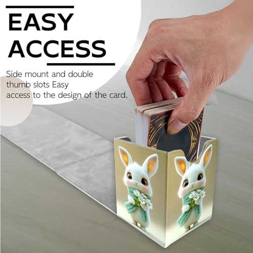 for MTG Deck Box, Trading Card Storage Case Holds 100+ Sleeved Cards, Bunny with Daisies and Scarf Magnetic Closure Durable Deck Holder for Magic The Gathering, TCG & Commander - color: Bunny with Daisies and Scarf