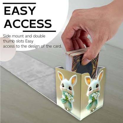 for MTG Deck Box, Trading Card Storage Case Holds 100+ Sleeved Cards, Bunny with Daisies and Scarf Magnetic Closure Durable Deck Holder for Magic The Gathering, TCG & Commander - color: Bunny with Daisies and Scarf