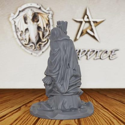 AUSPDICE Witch Miniature 32mm, Unpainted DND Fantasy Figure AS258 | Dark Fantasy Hag for Dungeons and Dragons, TTRPG Campaigns, Tabletop RPGs, Fantasy Wargames and Miniature Painting